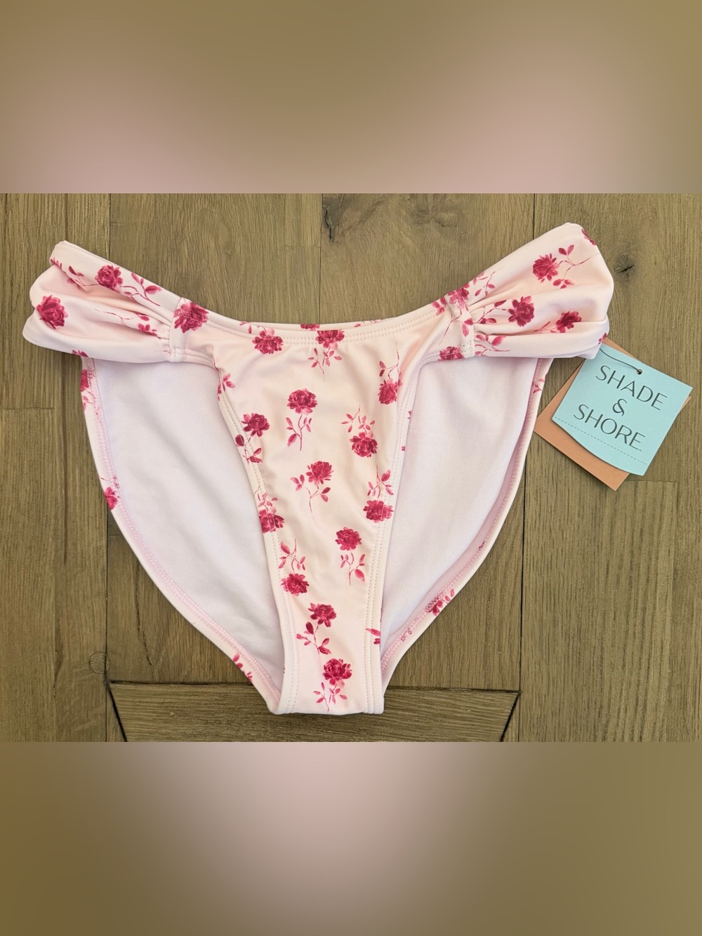 Shade & Shore Pink Floral Bikini Bottoms – Size Small (4–6) NWT High Leg
